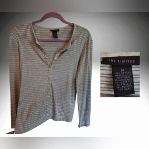 ❄️☃️❄️The Limited grey striped knit cardigan, sz M VGUC ❄️☃️❄️